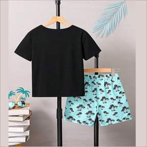 ชุดเสื้อผ้าสองชิ้นสำหรับผู้ชายเสื้อคอปกแขนสั้นระบายอากาศได้ดีชุดสตรีทแวร์กางเกงขาสั้นสำหรับฤดูร้อนออกแบบได้ตามต้องการ - Product Image 2