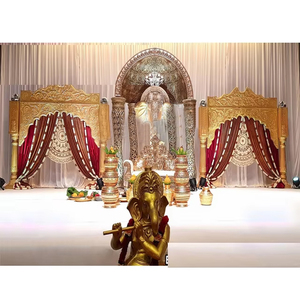 Deslumbrante Delizio Pillars Wedding Stage Canadá Exclusivo Golden Wedding Reception Stage Wedding Delizio Fiber Talled Stage Decors - Product Image 6