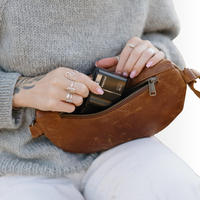 Sac banane bandoulière vintage en cuir véritable à motif géométrique pour femme, personnalisable avec logo et fermeture éclair