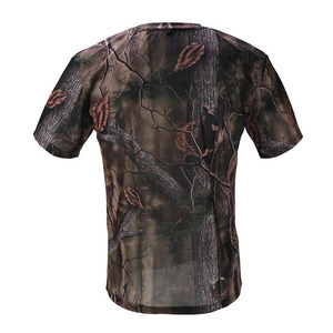 Polyester/Cotton Soft Shell Breathable Heavyweight Solid Mens Oversized Hunting Outdoor T-<b>Shirt</b> - Product Image 4