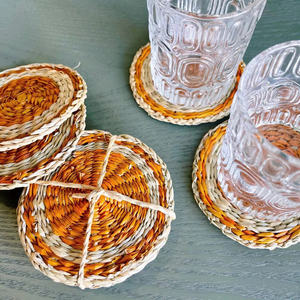 Posavasos Tejidos a Mano de Fibra Natural Amarilla, Diseño 2026, Estilo Rústico Boho, para Café, Té y Protección de Mesa de Comedor - Product Image 6