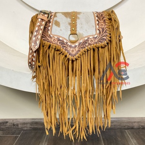 2025 venta al por mayor nueva llegada bolso cruzado de cuero de vaca para mujer bolso de hombro Vintage Sling monedero con detalle de borla - Product Image 1
