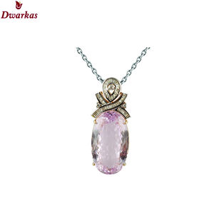 Vente en gros de bijoux en pierres précieuses à la mode en argent sterling 925 kunzite CZ multi pierres précieuses plaqué or pendentif collier bijoux - Product Image 1