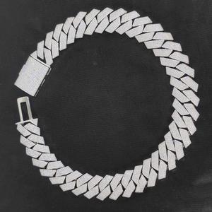 Customizable 14k/18k silver Plated Miami Cuban Link Chain Necklace with Moissanite diamond Hip Hop Style Perfect Gift - Product Image 2