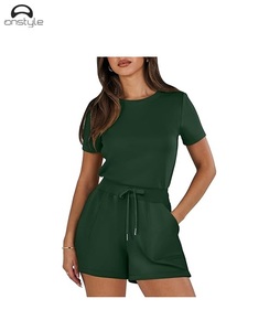 Conjunto corto personalizado de dos piezas, pantalones cortos de algodón y conjuntos de camisetas, traje de jogging unisex para mujer, conjunto corto de dos piezas, ropa de jogging - Product Image 1