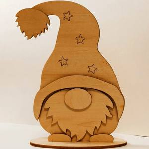 Nouveau produit! Tienphong Gnome de Noël en bois découpé au laser personnalisé 2 avec support pour fournitures de vacances de Noël - Product Image 2