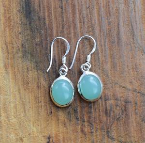 Bijoux pour femmes Boucles d'oreilles style bohème en argent Sterling 925 Aqua Calcedony Gemstone Trending Handmade Earrings - Product Image 3