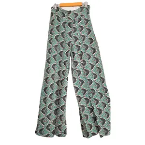 Pantalones largos con estampado geométrico de algodón para mujer con elástico en la cintura Diseño de verano Impresión personalizada de calidad