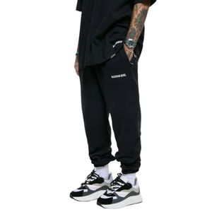 Collegiate Black <b>Cuffed</b> <b>Jogger</b> 100 Percent Cotton Fleece Relaxed Fit Streetwear Pants With Screen Print And Rear Zip Pocket - Product Image 1