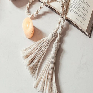 Natural Cotton Macrame Curtain Holdback, 2 Pcs Set, Curtain <b>Tiebacks</b> - Product Image 1