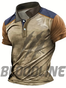 Chemise à manches courtes pour homme Bloodline, couleur unie, coton tricoté, respirante, séchage rapide, coupe classique, marron - Product Image 1