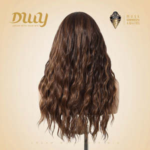 DWY High Quality T-Part <b>Lace</b> <b>Wig</b> Brown Mixed Synthetic Hair with Light Brown <b>Lace</b> Long Curly Style" - Product Image 3
