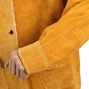 Ensemble veste et pantalon de soudeur en cuir de vachette jaune, classe 2, imperméable, résistant à la chaleur, vêtements de travail de protection - Product Image 5