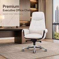 Chaise de bureau exécutive en cuir à dossier haut avec mécanisme d'inclinaison à 4 points, siège de bureau réglable avec base conique en aluminium