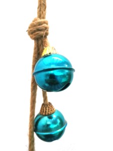 Moderno 45mm turquesa sonrisa corte Gungroo hierro artesanía yute cuerda colgante redondo Navidad decoración del hogar escultura pintura plateada - Product Image 2