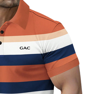 <b>Mens</b> <b>Orange</b> White Navy Striped Polo <b>Shirt</b> Short Sleeve Breathable Quick Dry Lightweight Casual Golf Tennis Summer Knit Top Wear - Product Image 4