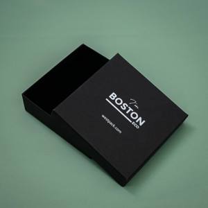 Boîte à bijoux recyclable avec doublure en velours noir Boston Luxury ECO avec emballage cadeau avec logo personnalisé pour bracelets - Product Image 2