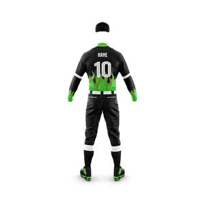 Ensemble d'uniformes de baseball imprimés fabriqués professionnellement au Pakistan, personnalisables avec le nom de l'équipe, 100 % polyester, anti-UV, séchage rapide - Product Image 5