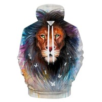 Hoodie Fleece Musim Dingin Desain Baru Pria Wanita, Sweatshirt Beruang Singa, Fashion Oversize, Pullover Streetwear, Atasan