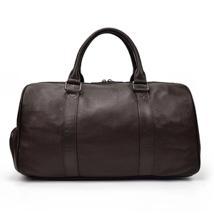 Sac de voyage pliable en cuir véritable grande capacité avec fermeture éclair pour week-end, bagage cabine, design durable - Product Image 1