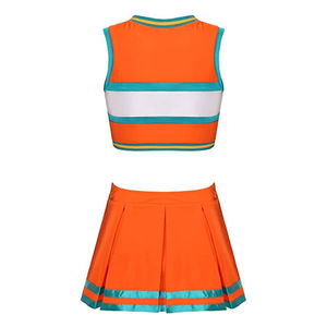 Uniformes de pom-pom girl de couleur unie vêtements de danse professionnels ensembles de deux pièces costumes de danse en polyester pour adultes - Product Image 3