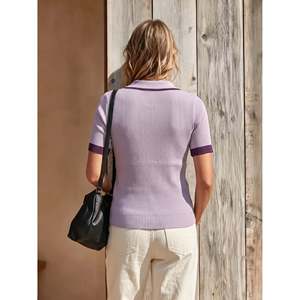 เสื้อโปโลถักแขนสั้นสำหรับผู้หญิง สวมใส่สบาย ระบายอากาศได้ดี - Product Image 3