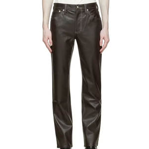 กางเกงหนังผู้ชายแบบลำลองสีทึบ - Product Image 1