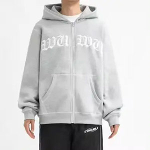 เสื้อมีฮู้ดผ้าฟลีซผ้าฝ้าย100% โอเวอร์ไซส์สำหรับผู้ชายและผู้หญิง2024 OEM โลโก้ตามสั่ง - Product Image 5