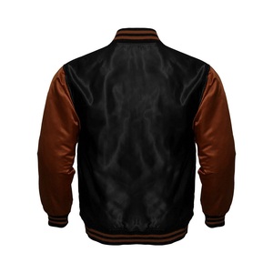 Chaqueta de satén de manga larga dorada para hombre con logotipo bordado de chenilla de equipo de baloncesto personalizado directamente de fábrica - Product Image 4