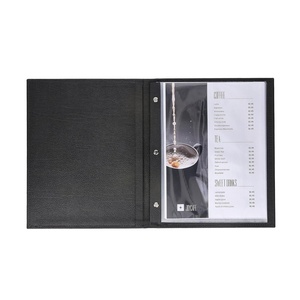Cubierta de Menú DIVRIS DRL-109 de Cuero PU Negro con Anillas Metálicas para Restaurantes y Hoteles, Color y Tamaño Personalizables, Capacidad para Múltiples Páginas - Product Image 1