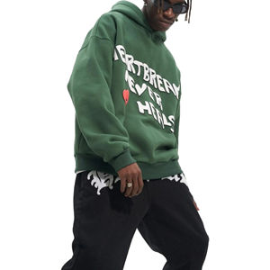 Sudadera con capucha con estampado de abullonado verde oscuro para hombre, ropa de calle de moda de alta calidad, sudaderas con capucha con estampado de burbujas personalizado de Hip Hop - Product Image 3