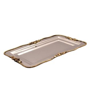 Bandeja de Metal Texturizada Dorada Hecha a Mano de Primera Calidad, Elegante Bandeja Rectangular para Servir Bebidas y Aperitivos, Moderna y Lujosa para el Hogar - Product Image 1