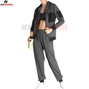 Chándal de talla grande con logotipo personalizado para mujer, con cremallera completa y bolsillo lateral, transpirable, estampado, 100% algodón, último estilo para el invierno - Product Image 5