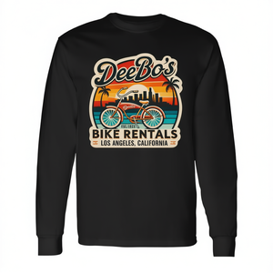 T-shirt a maniche lunghe Deebo's Bike Rentals, T-shirt promozionali con motivi della cultura pop degli anni '90 e Beach Cruiser - Product Image 2