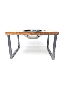 Soporte de tazón de alimentación para perros ecológico, 500ml, madera de acacia, patas de Metal de acero inoxidable, agua elevada redondeada de alta calidad para perros - Product Image 2