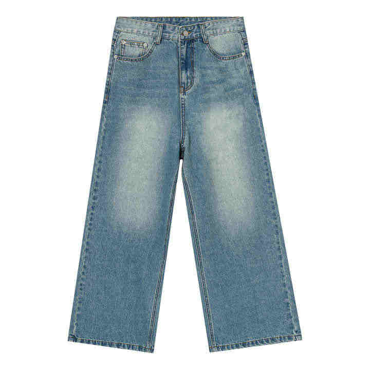 Custom Designer High Waist Loose Oversized Washed Vintage Wide Leg Distressed Denim Pant Men's Baggy Jeans by Manufacturer