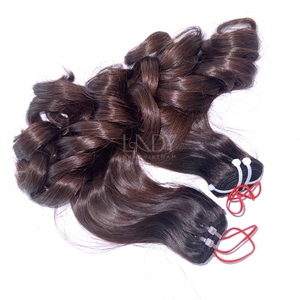 Mechones de colores personalizados ondulados superdoblemente dibujados de la mejor calidad de 100% cabello humano vietnamita con precio al por mayor - Product Image 2