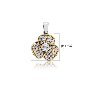 Forme de fleur clair Zircon pierre pouf Design authentique pendentif en argent en gros turc à la main Grandbazaar bijoux - Product Image 2