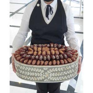 Support de gâteau en nacre fabriqué à la main de qualité supérieure Incrustation de coquillages élégants pour mariages et fêtes Affichage de desserts Ramazan - Product Image 3