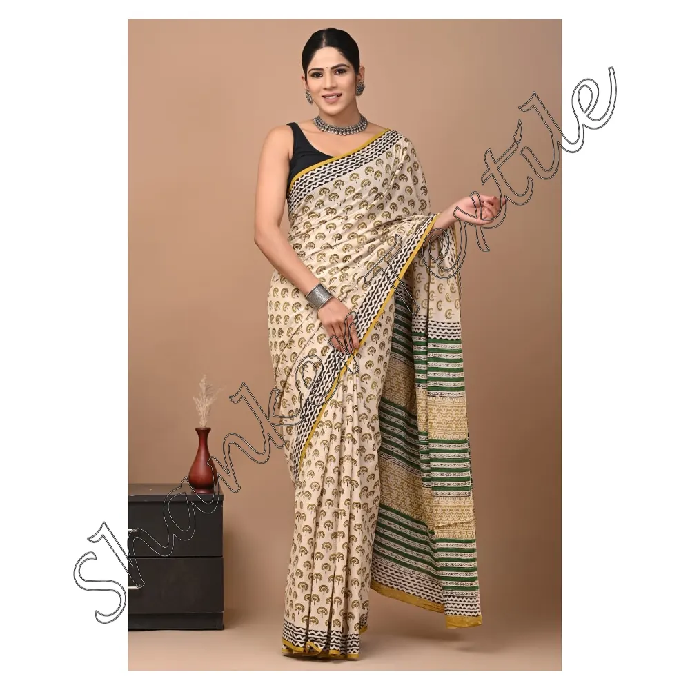 Neueste Designer Indian Cotton Mulmul Print Arbeit Saree Mit Bluse Baumwolle Indisches Kleid Sarees Damen Damen Tragen Mädchen Und Frauen