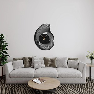 Hermoso reloj único de Metal negro, diseño minimalista moderno, perfecto para sala de estar, dormitorio, oficina y decoración de pasillo - Product Image 3