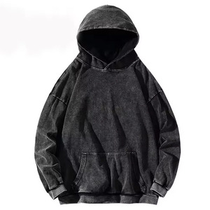 Sweat à capuche tendance pour homme, délavé à l'acide, coupe classique, molleton épais, vintage, streetwear, logo personnalisé, fermeture éclair, 100% coton, séchage rapide - Product Image 1