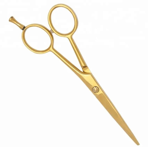 Wholesale 7-Inch Gold Plated Barber <b>Scissors</b> Stainless Steel <b>Hair</b> Cutting Straight <b>Thinning</b> <b>Scissors</b> with Sharp Blade Tip - Product Image 2