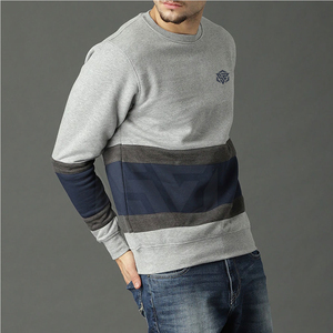 Sweatshirts pulls 100% coton grande taille pour hommes Vêtements d'hiver avec contraste de couleur Motif solide - Product Image 4