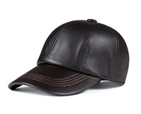 Gorras de béisbol de cuero negro de cabra de alta calidad