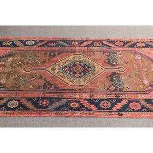 Tapis turc, tapis vintage 3,5x6,6 pieds, tapis géométrique rose et bleu - Product Image 3