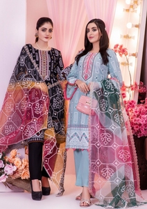 Salwar-traje de diseño de kameez, vestido de moda indio paquistaní, cuello bordado, estampado, colección de césped, Kurti - Product Image 2