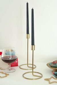 Bougeoir Pilier en Métal Plaqué Or Bougeoir Décoratif de Table pour Fêtes de Mariage Bougeoir Pilier d'Appoint Look de Luxe - Product Image 2