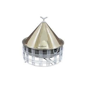 Venta caliente Premium Gold Finished Food Warner de acero inoxidable con soporte Cazuela de calidad premium con servidor de alimentos de forma redonda - Product Image 3