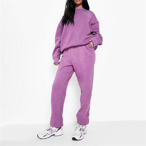 Conjuntos de ropa para mujer 2024 Jogger Jumpers Gym Custom Conjunto de 2 piezas Mujeres Algodón orgánico Oversize Crop Top Sudadera con capucha y Joggers Set - Product Image 2